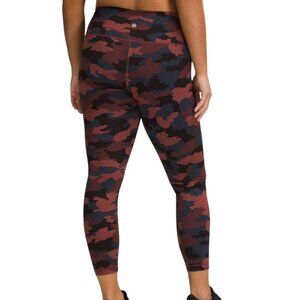 Lululemon Wunder Train High-Rise Tight 25" Camo Activewear Leggings Red/Blue 8